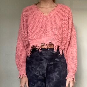 Pink Distressed Sweater